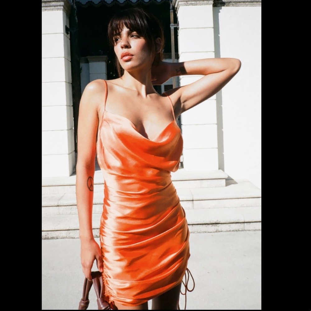 NWT Bloggers Favorite ZARA Draped Satin Effect Dress